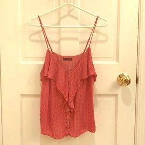 American Eagle raspberry button up ruffle tank